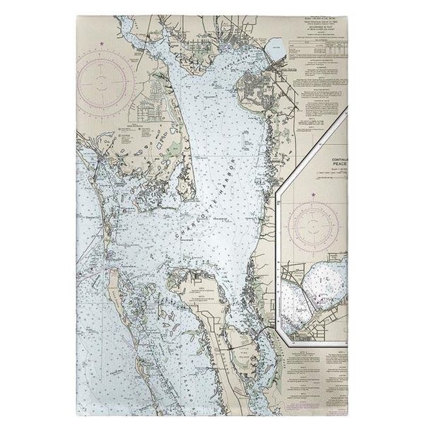 Betsy Drake Betsy Drake GT11426 Charlotte Harbor; FL Nautical Map Guest Towel GT11426